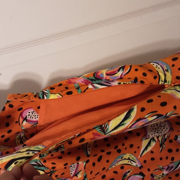 KOURT Vibrant Orange Fruit Print Mini Dress Size - Picture 8 of 12